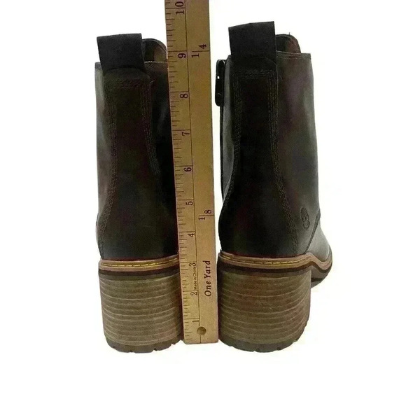 Timberland Sienna Women's Dark Brown Leather Heel Booties SZ US 10 EU 41.5 NWOB - Picture 10 of 15